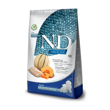 N&D OCEAN DOG COD, PUMPKIN AND CANTALOUPE MELON PUPPY MEDIUM & MAXI 12KG