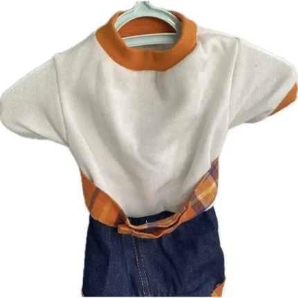 Dog jumpsuit with a buckled belt