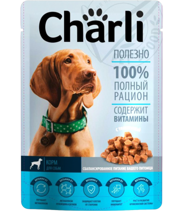 CHARLI CANNED ძაღლის საკვები ხბოს ხორცით 100გ.