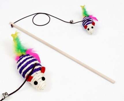 Cat toy mouse on a stick